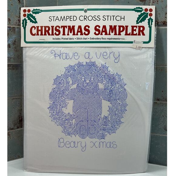 VTG Bucilla Stamped Cross Stitch Christmas Sampler Set of 3 - Picture 2 of 4